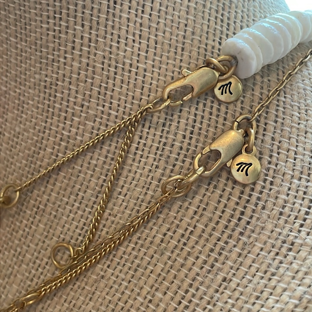 Madewell Palm Tree Beach Find Layered Necklace Set Coin Pendant Puka shell beads - Picture 8 of 10